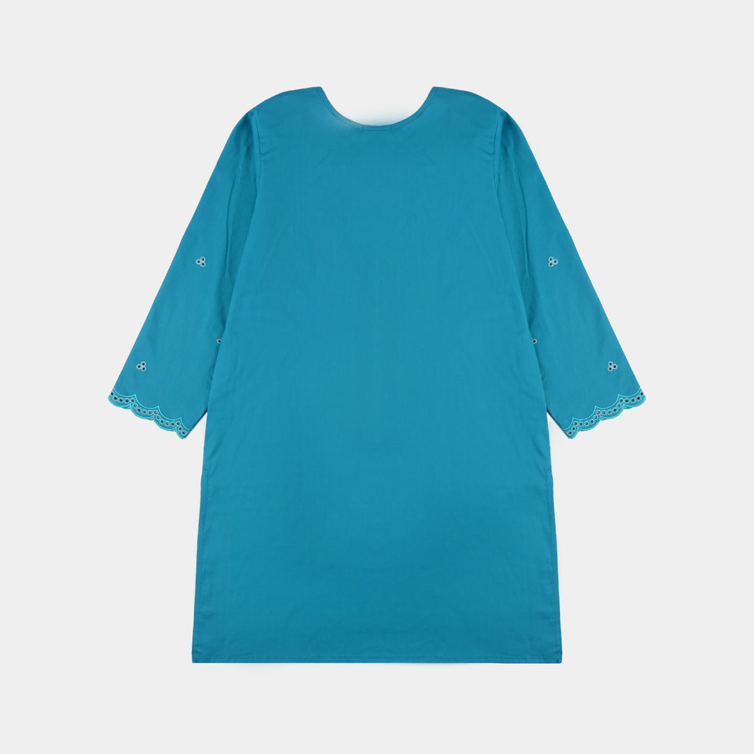 Girls Cotton Embroidery 2Pcs (Safa) - Turquoise