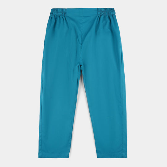 Girls Cotton Embroidery 2Pcs (Safa) - Turquoise