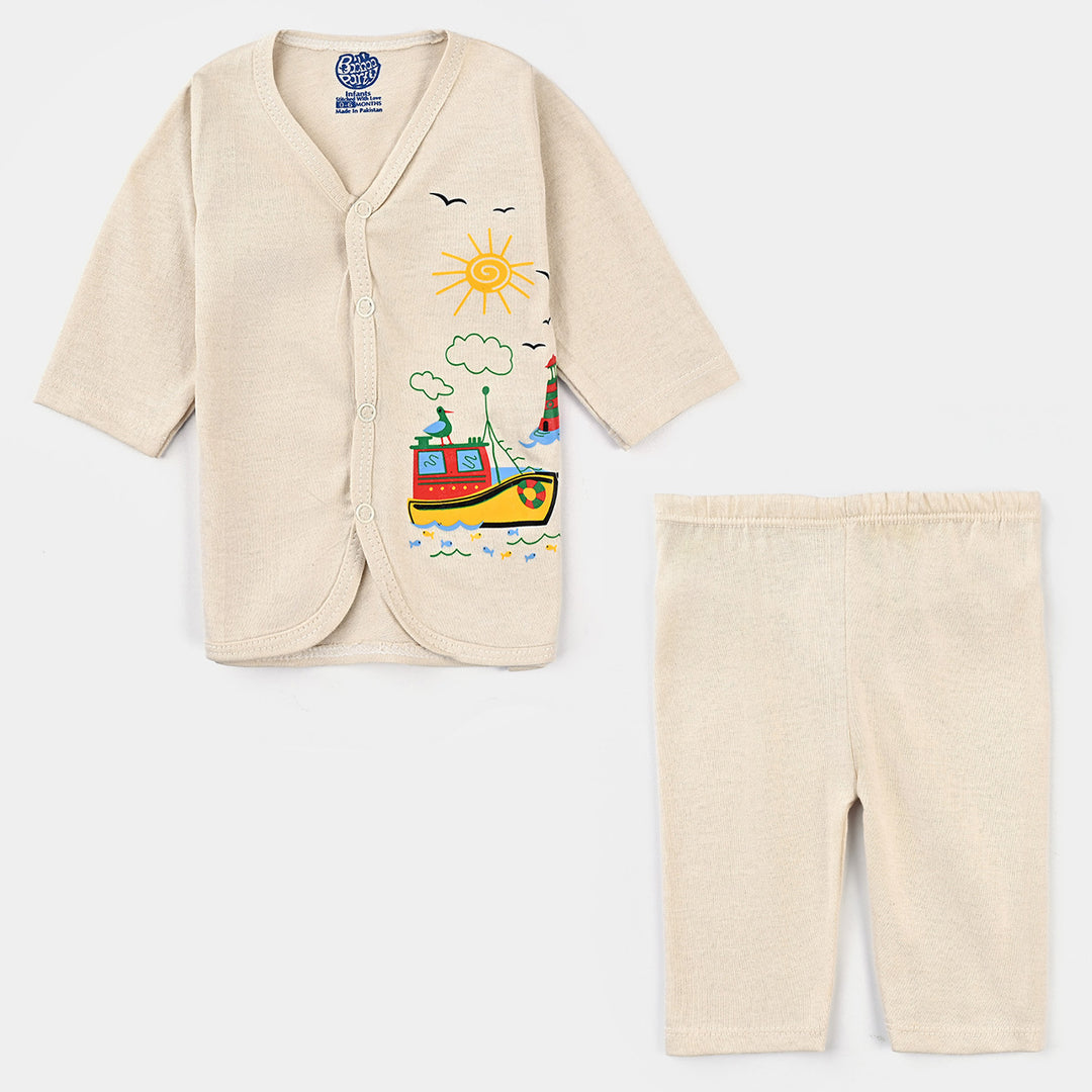 Infant Unisex Night Suit-M Chest Brown |0-6M