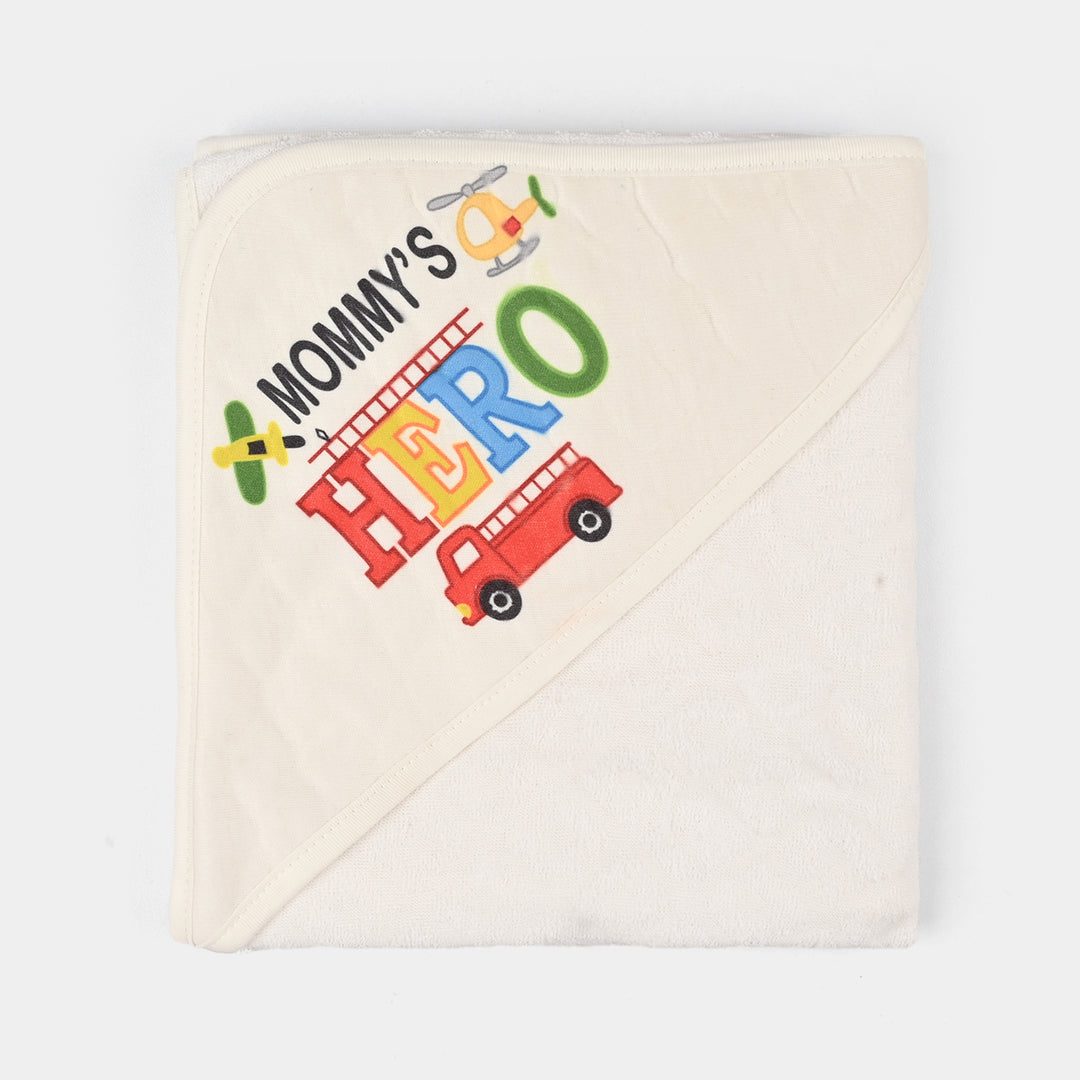 Bath Towel White Print Momys Hero
