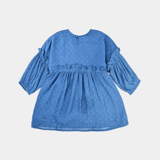 Girls Chiffon Casual Frock-Blue