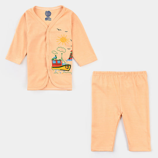 Infant Unisex Night Suit-M Chest Orange|0-6M