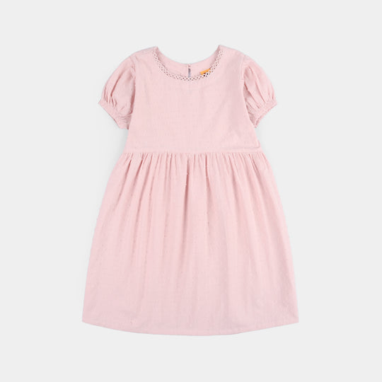 Girls Brochia Casual Frock (Star) - Pink