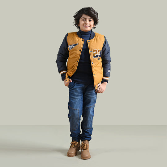 Boys Mix taffeta Quilted Jacket Cool-Yellow.Blue