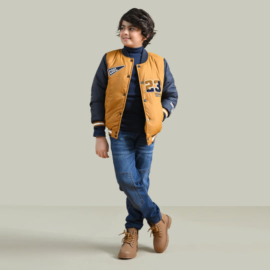 Boys Mix taffeta Quilted Jacket Cool-Yellow.Blue