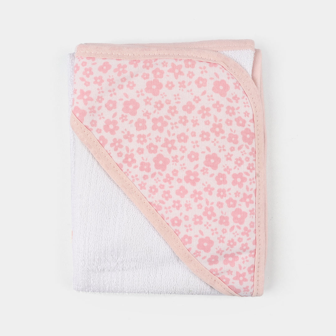 Baby Bath Towel White Pink