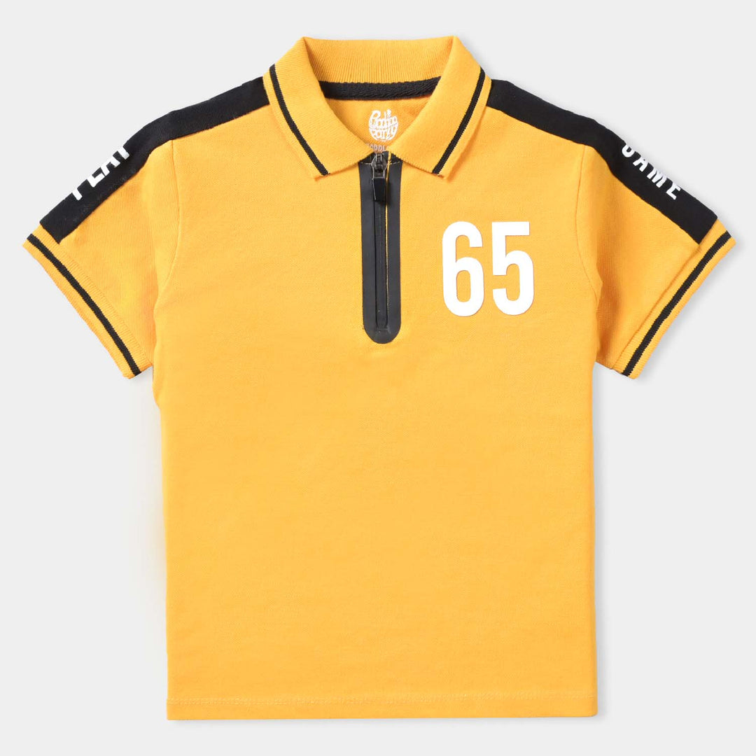 Boys Cotton PK Polo Gamer-Citrus