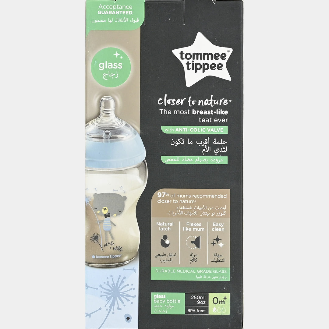 Tommee Tippee Closer to Nature Baby Glass Feeding Bottle (9oz / 250ml)