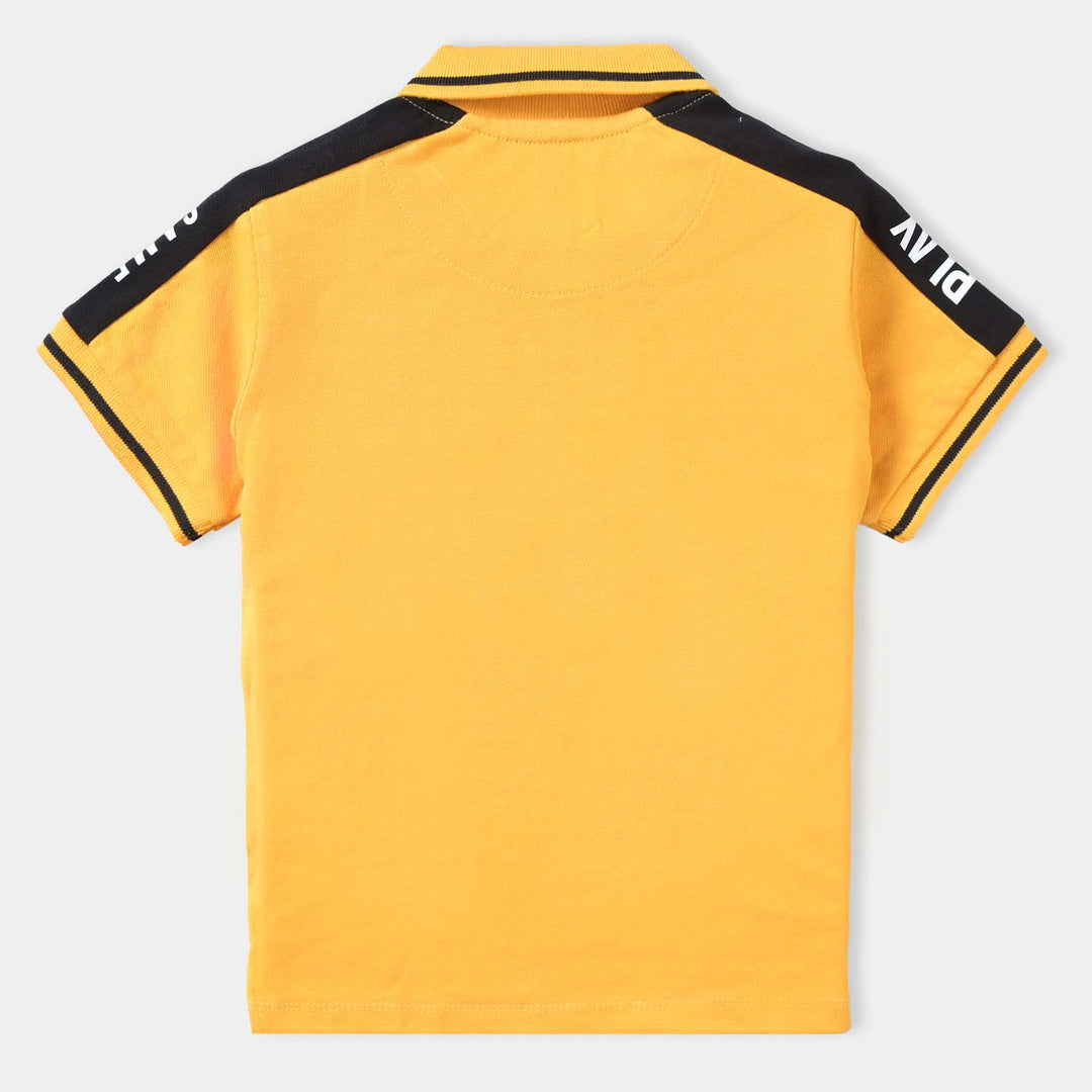 Boys Cotton PK Polo Gamer-Citrus