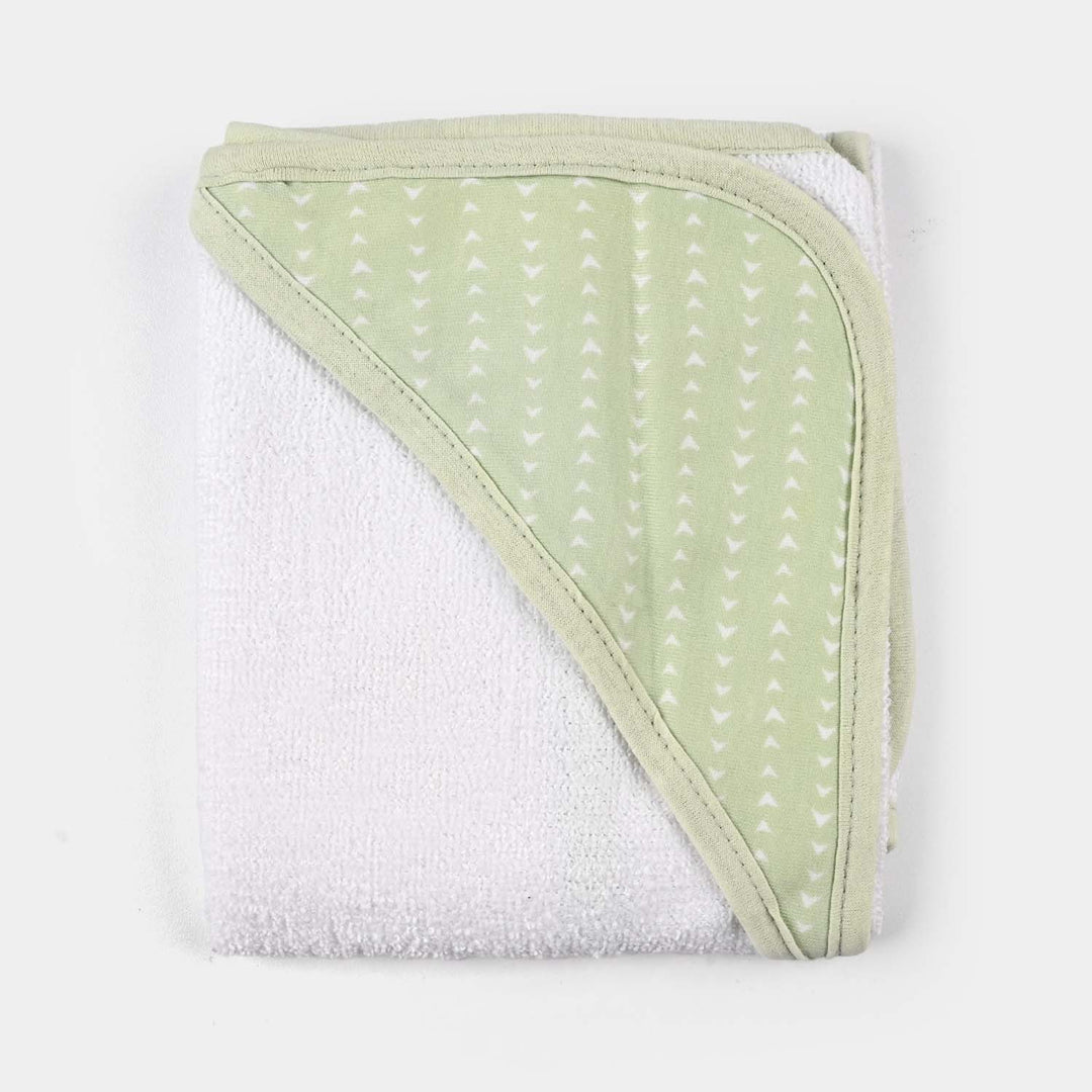 Baby Bath Towel White Green