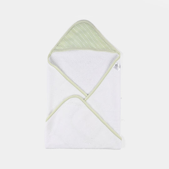 Baby Bath Towel White Green