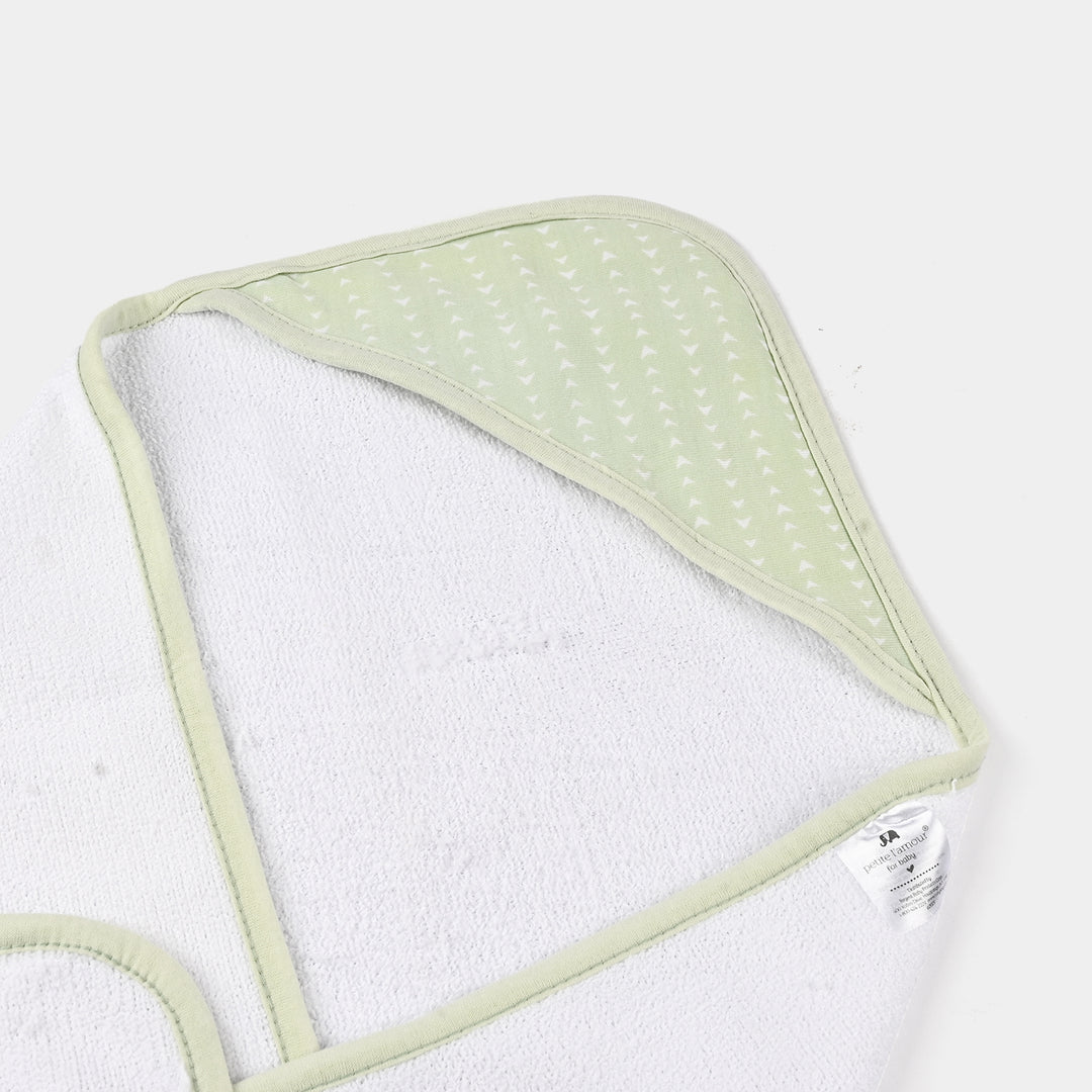 Baby Bath Towel White Green