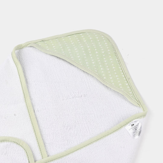 Baby Bath Towel White Green