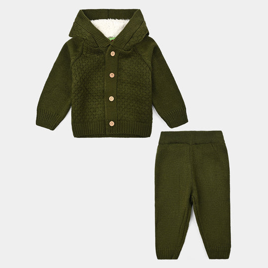 Infant Boys Acrylic Suit-Popcorn - Olive Green