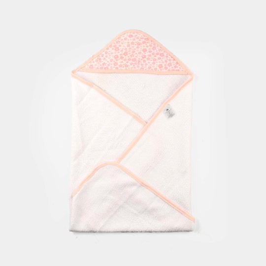 Baby Bath Towel White Pink