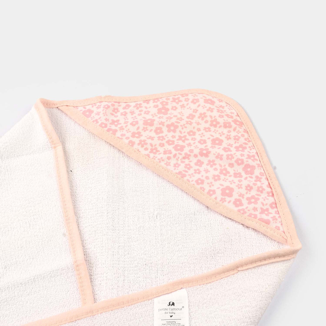 Baby Bath Towel White Pink