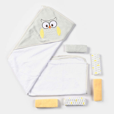 Baby Hooded Bath Towel + 5 PCs Face Towel