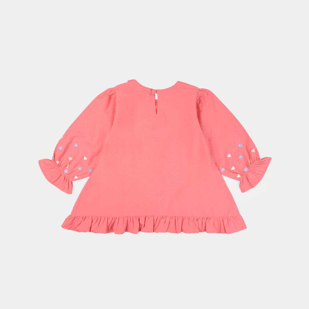 Girls Emb Top Hearts And Flowers-Pink