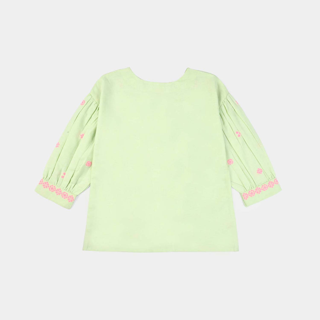 Girls Oxford Emb Top Cross Green-Mint.Green