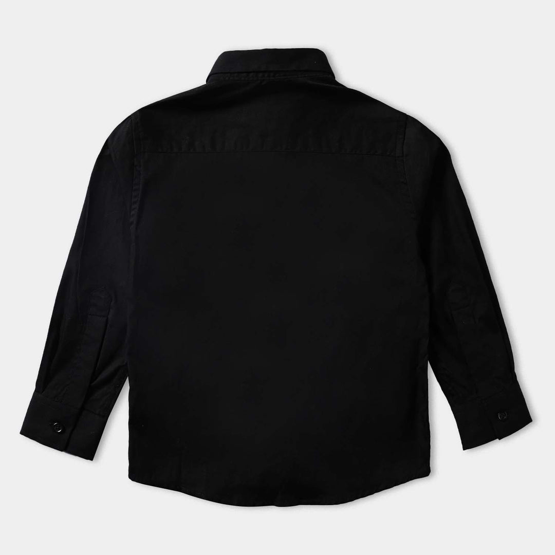 Boys Cotton Poplin Formal Shirt-BLACK