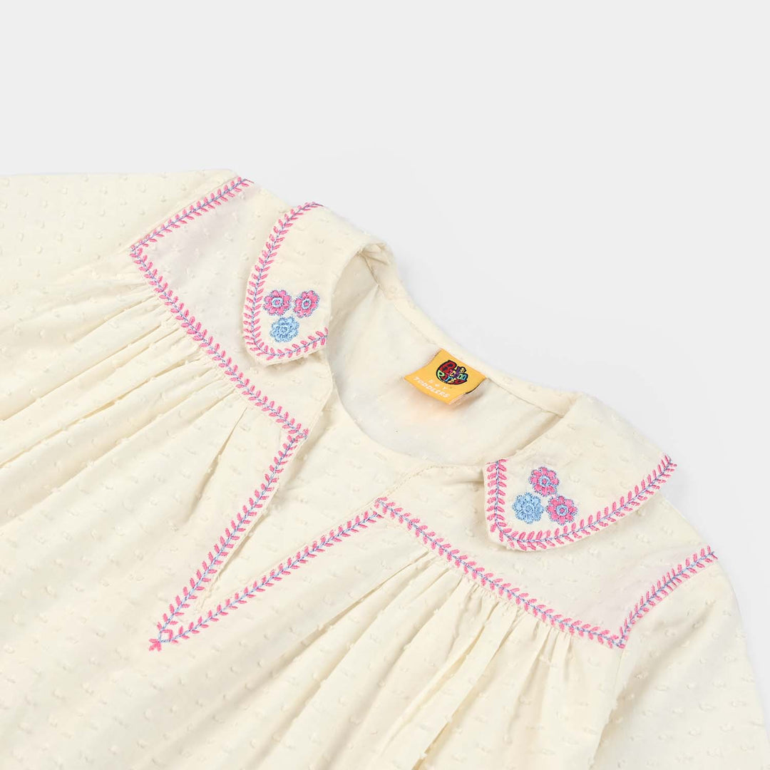 Girls Emb Top Dreamy-White