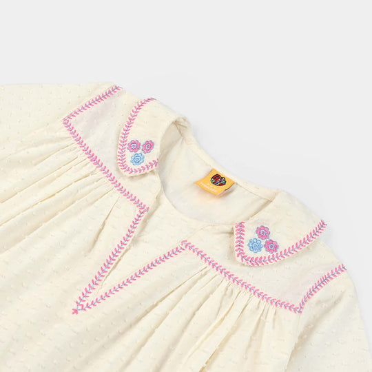 Girls Emb Top Dreamy-White