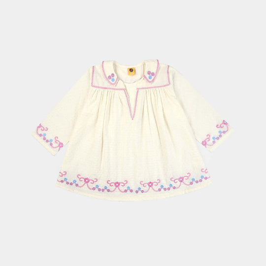 Girls Emb Top Dreamy-White