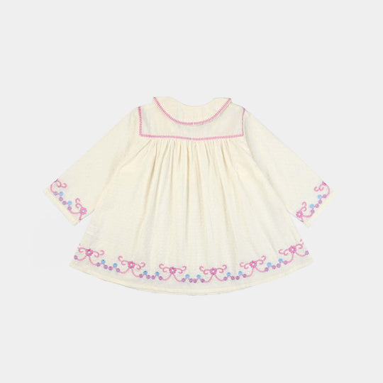 Girls Emb Top Dreamy-White