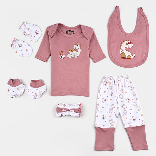 8PCs Infant Baby Gift Set Skin Dinosaur- Pink