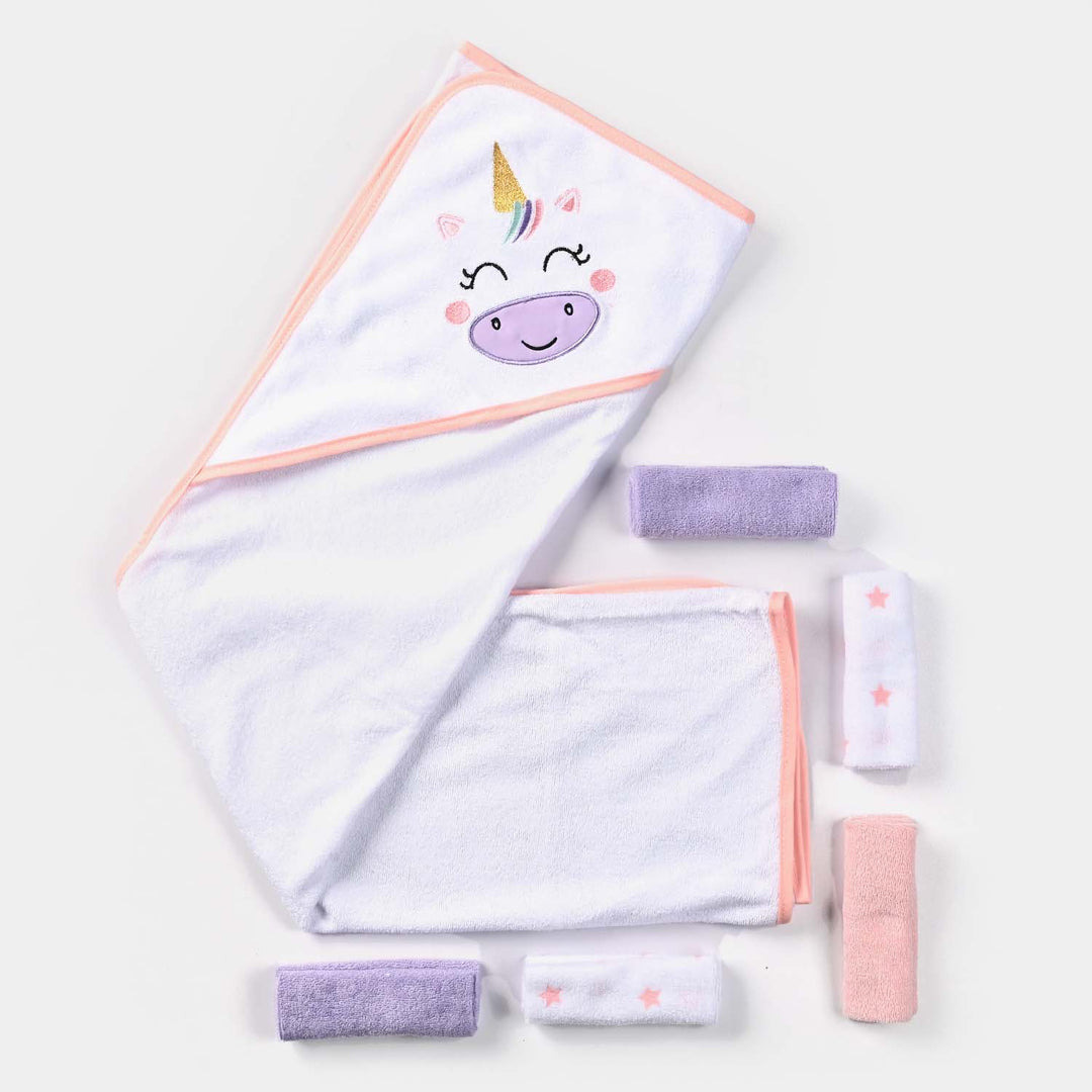 Baby Hooded Bath Towel + 5 PCs Face Towel