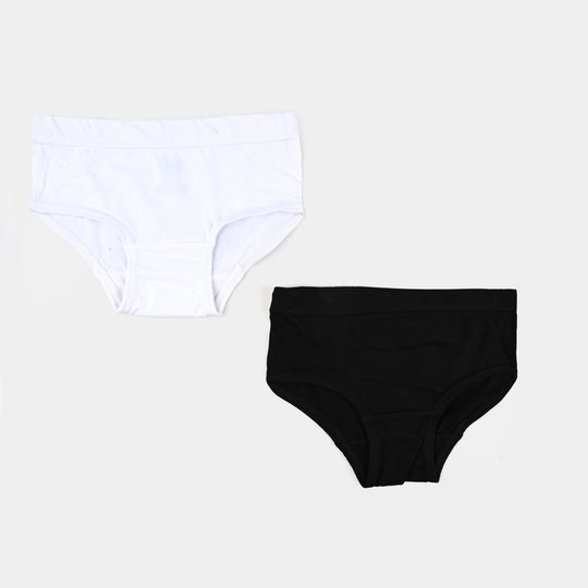Girls Cotton Jersey Panties Pack Of 2-White/Black