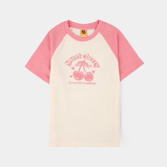Girls Thermal T-Shirt (Sweet Cherry) - White