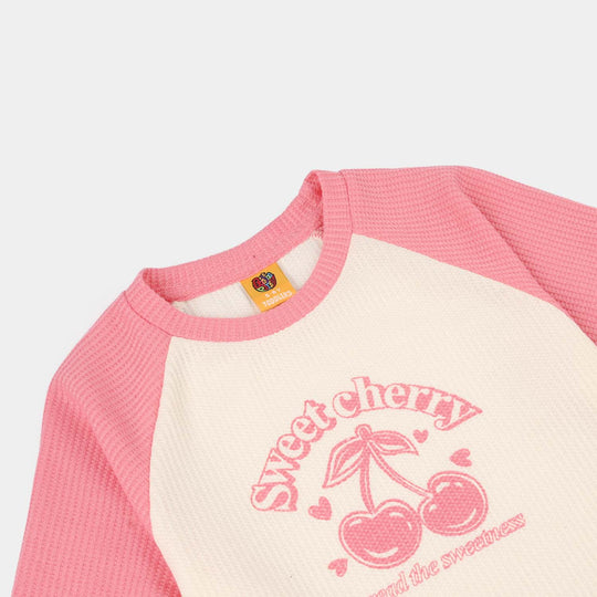 Girls Thermal T-Shirt (Sweet Cherry) - White
