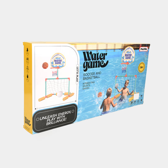 2-in-1 Floating Water Game (Soccer Goal & Basketball Hoop)