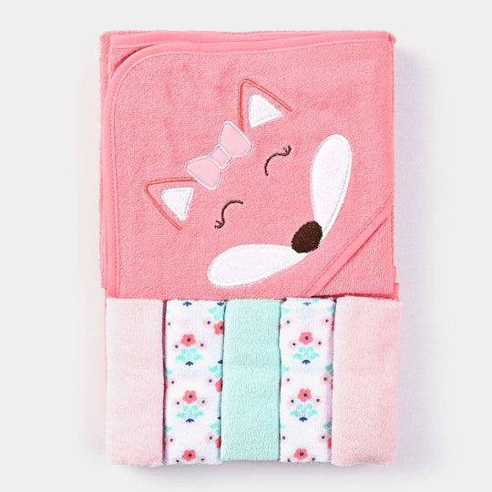 Baby Hooded Bath Towel + 5 PCs Face Towel