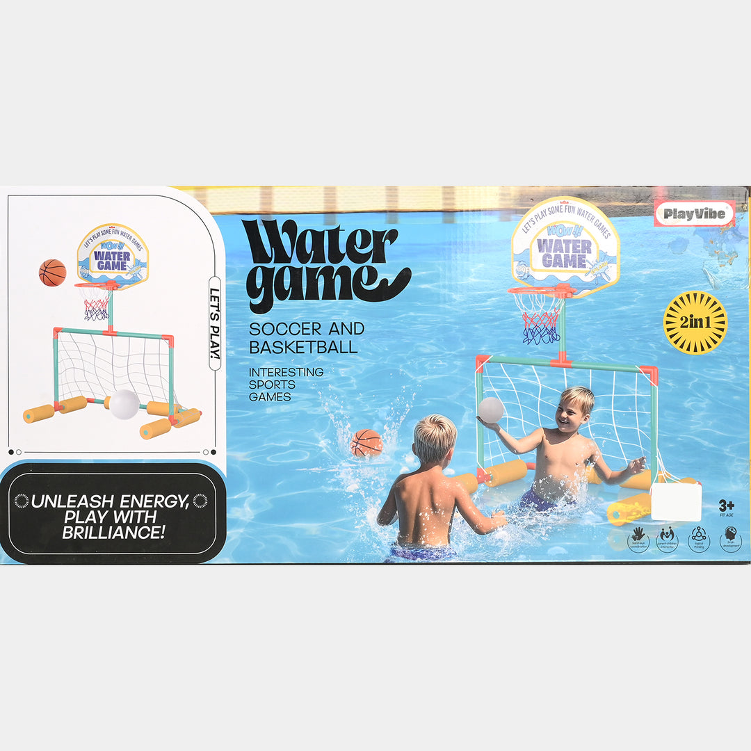 2-in-1 Floating Water Game (Soccer Goal & Basketball Hoop)
