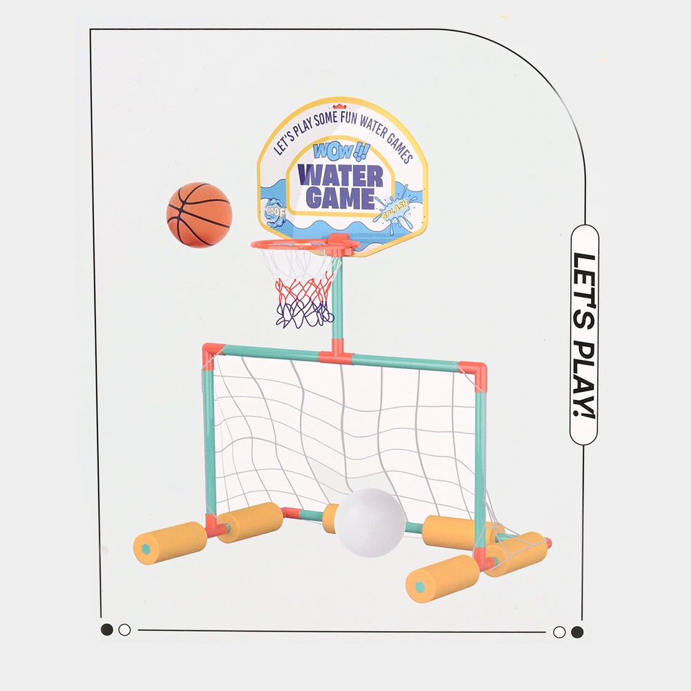 2-in-1 Floating Water Game (Soccer Goal & Basketball Hoop)