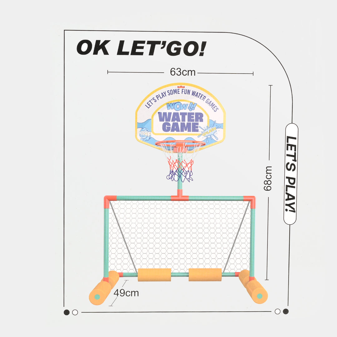 2-in-1 Floating Water Game (Soccer Goal & Basketball Hoop)