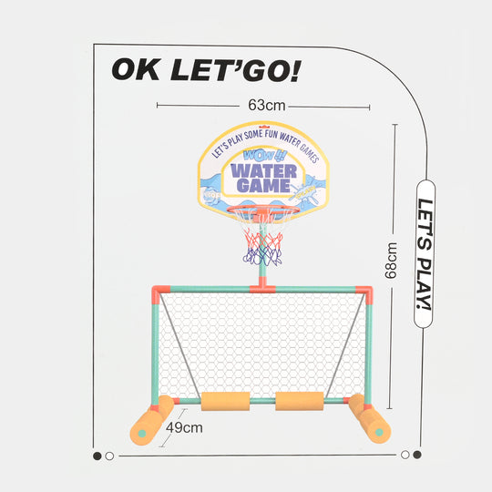 2-in-1 Floating Water Game (Soccer Goal & Basketball Hoop)
