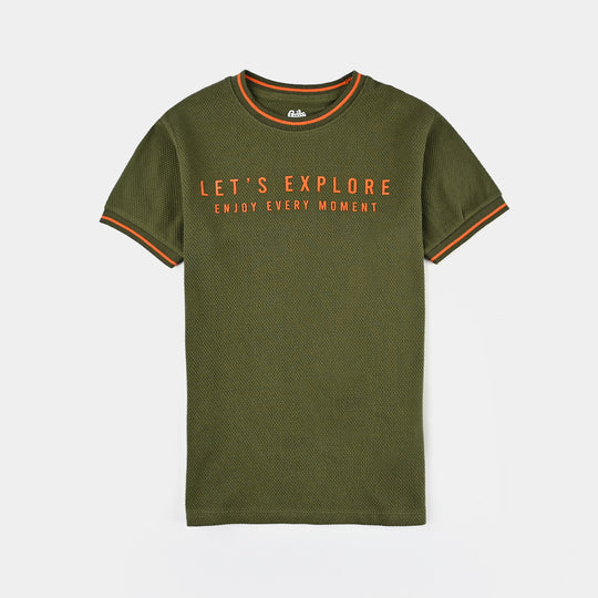 Boys Pique T-Shirt H/S Let's Explore-Cypress