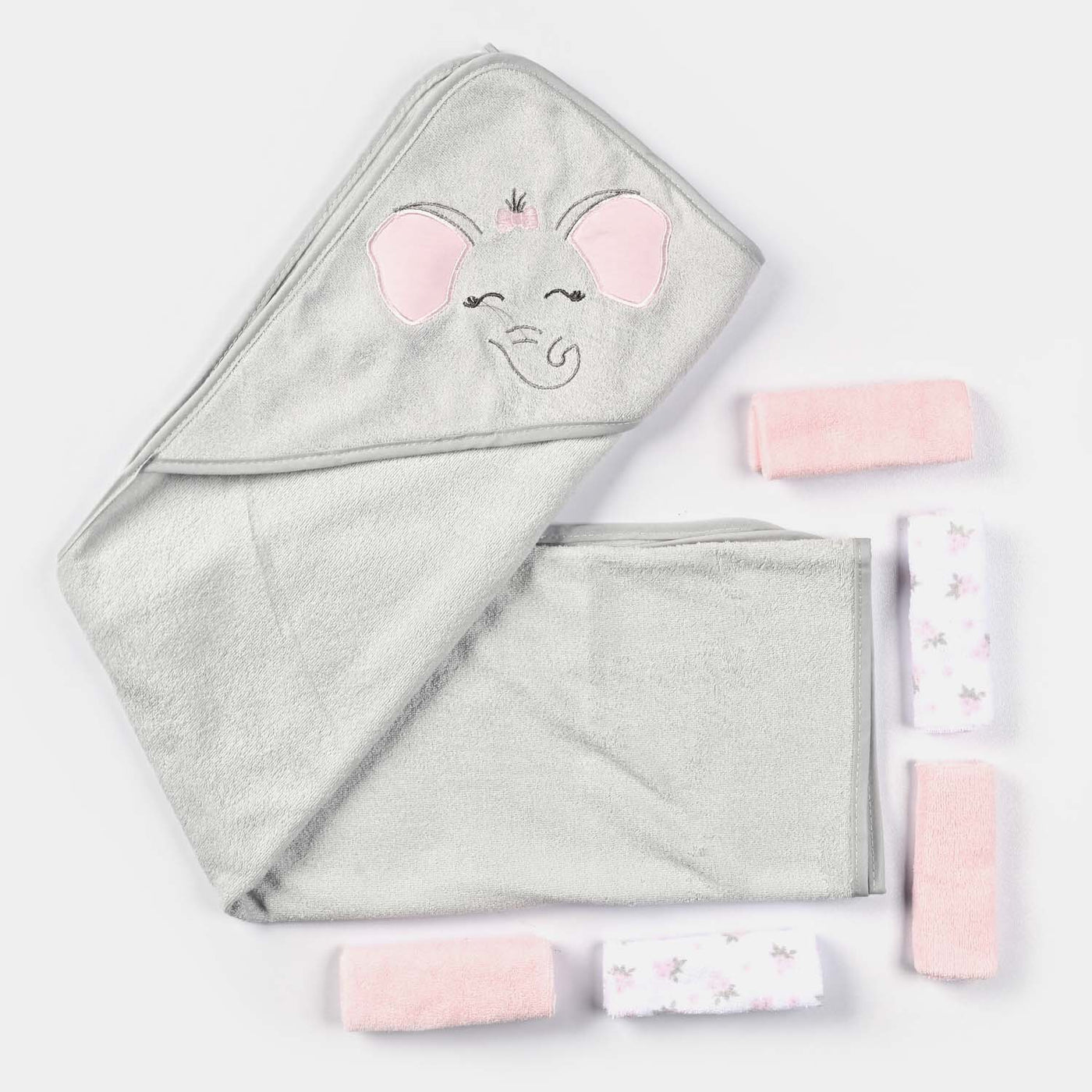 Baby Hooded Bath Towel + 5 PCs Face Towel