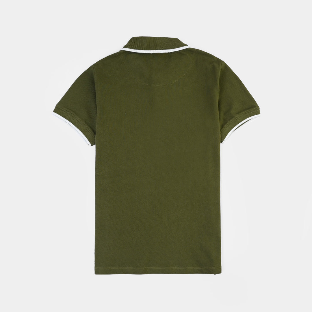 Boys Cotton PK Polo Basic -Rifle Green
