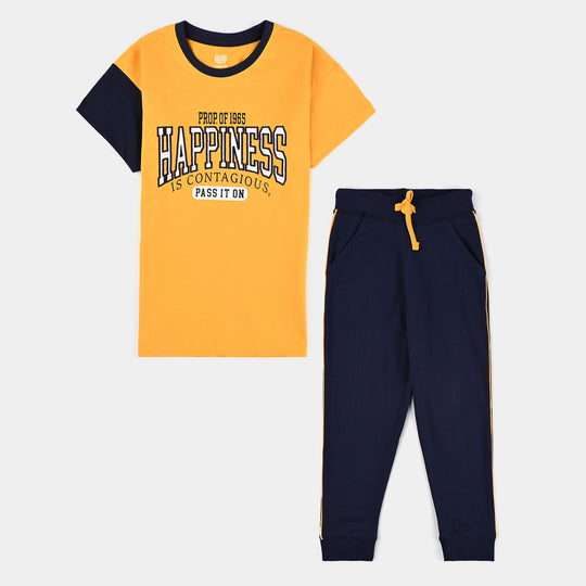 Boys Jersey/Terry 2 Piece Suit Happiness-Gold Fusion