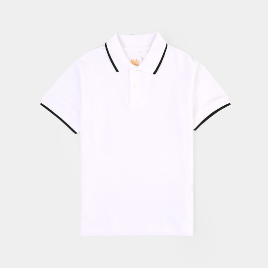 Boys Cotton PK Polo Basic -WHITE
