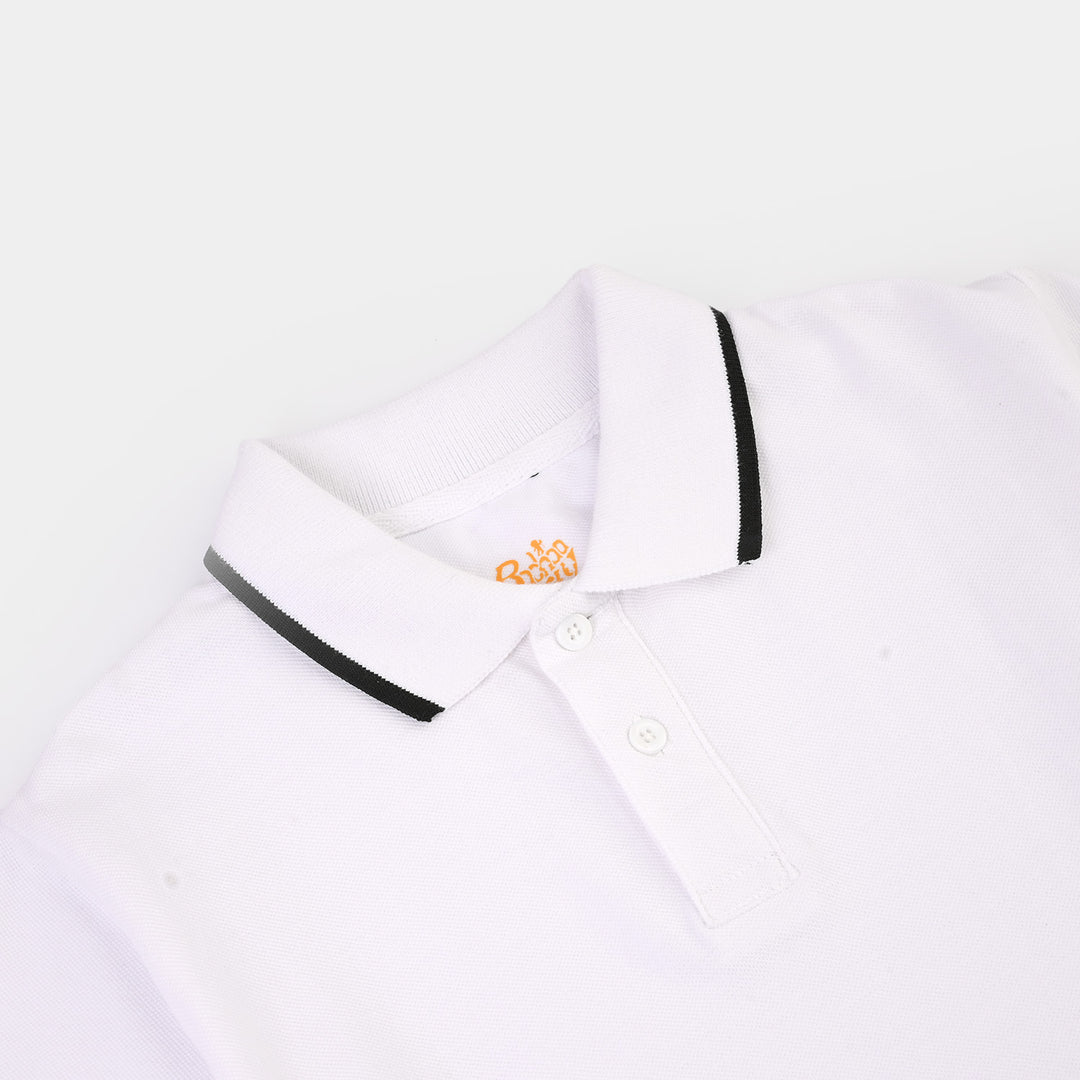 Boys Cotton PK Polo Basic -WHITE