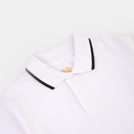 Boys Cotton PK Polo Basic -WHITE