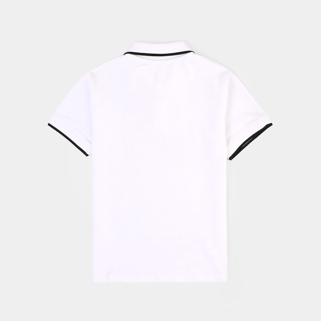 Boys Cotton PK Polo Basic -WHITE