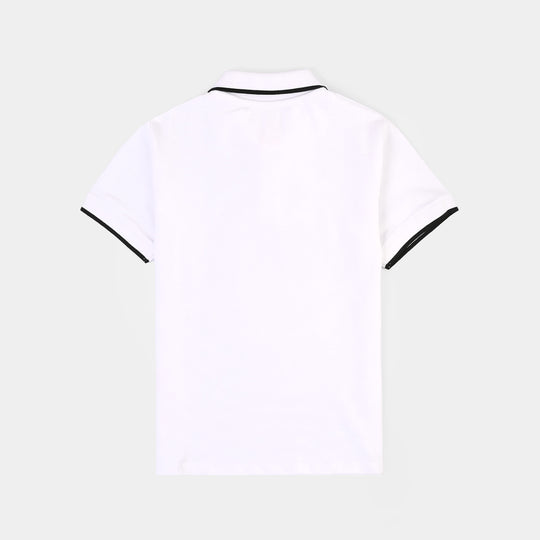 Boys Cotton PK Polo Basic -WHITE