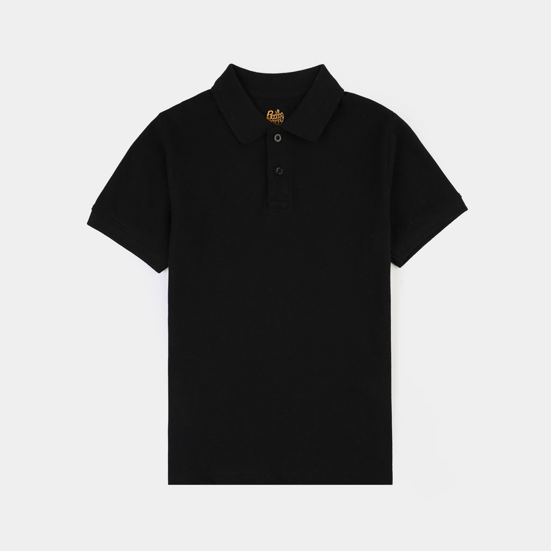 Boys Cotton PK Polo Basic -BLACK