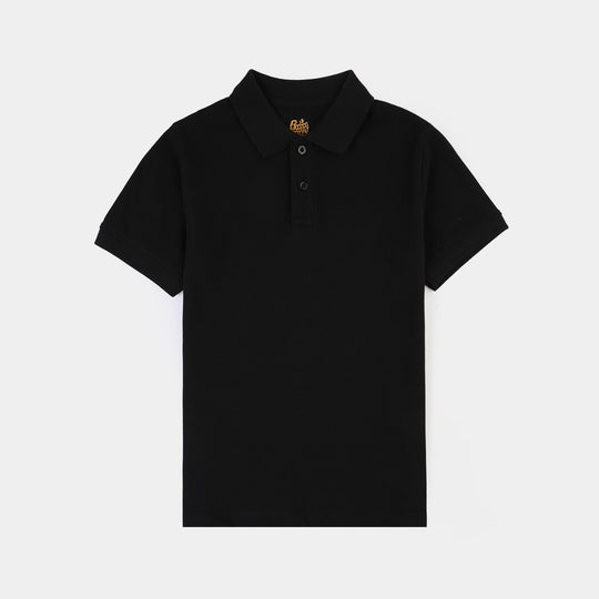 Boys Cotton PK Polo Basic -BLACK